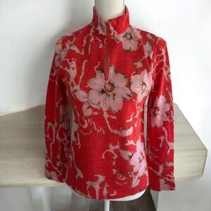 JEAN PIERRE KLIFA Floral Zip Long Sleeve Wool Blend Top Sz Small